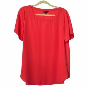 NWT Banana Republic bright coral boatneck split side hem short sleeve blouse M